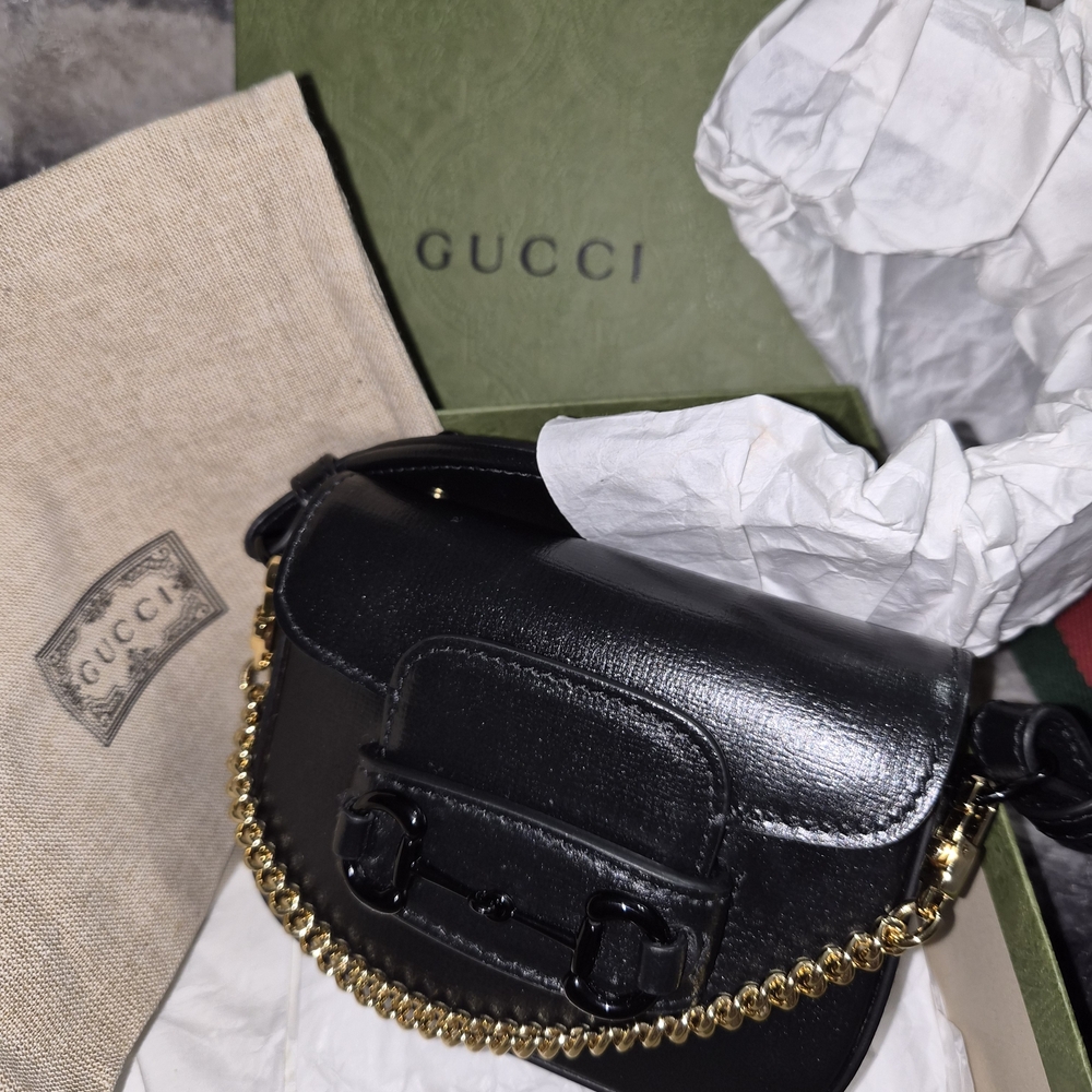 Gucci Black Leather Chain Bag